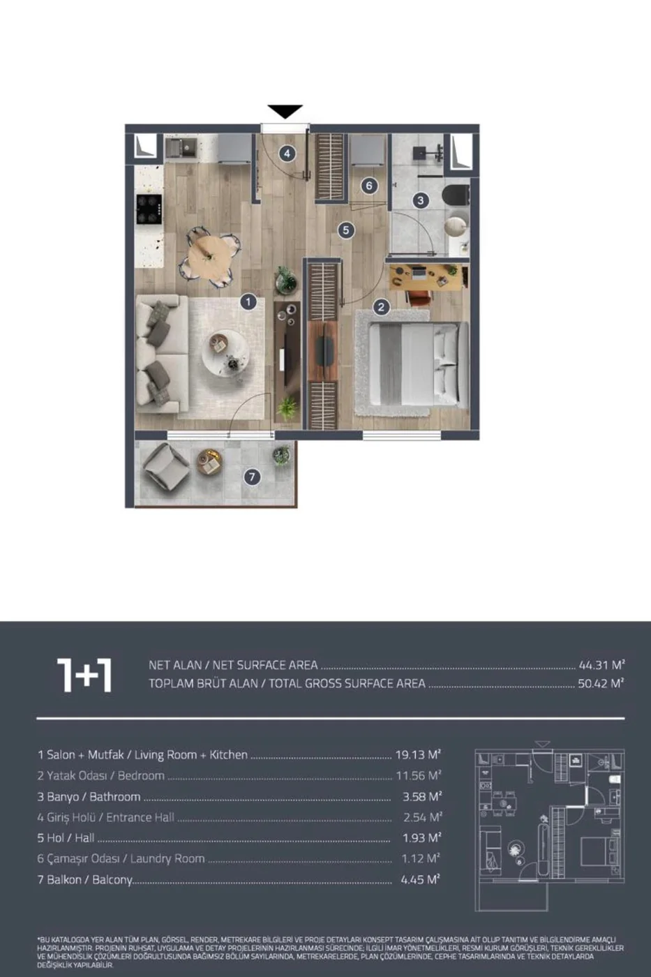 Ankaport Saray 1+1 plan görseli