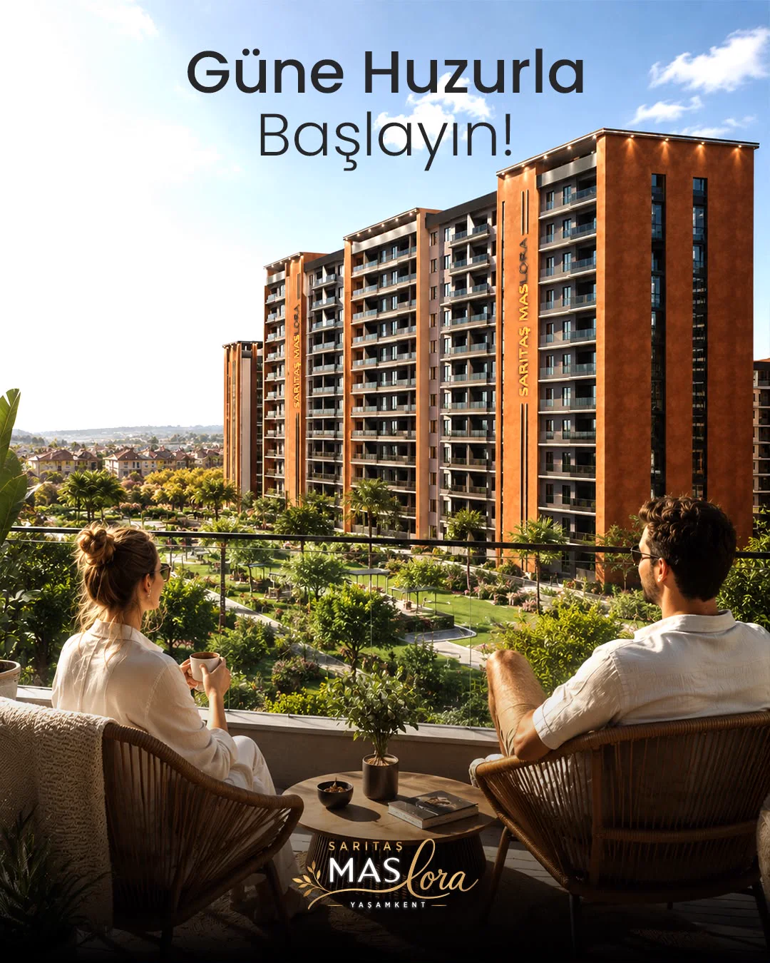 Mas Lora Yaşamkent balkon ve peyzaj yaşamını anlatan temsili görünüm