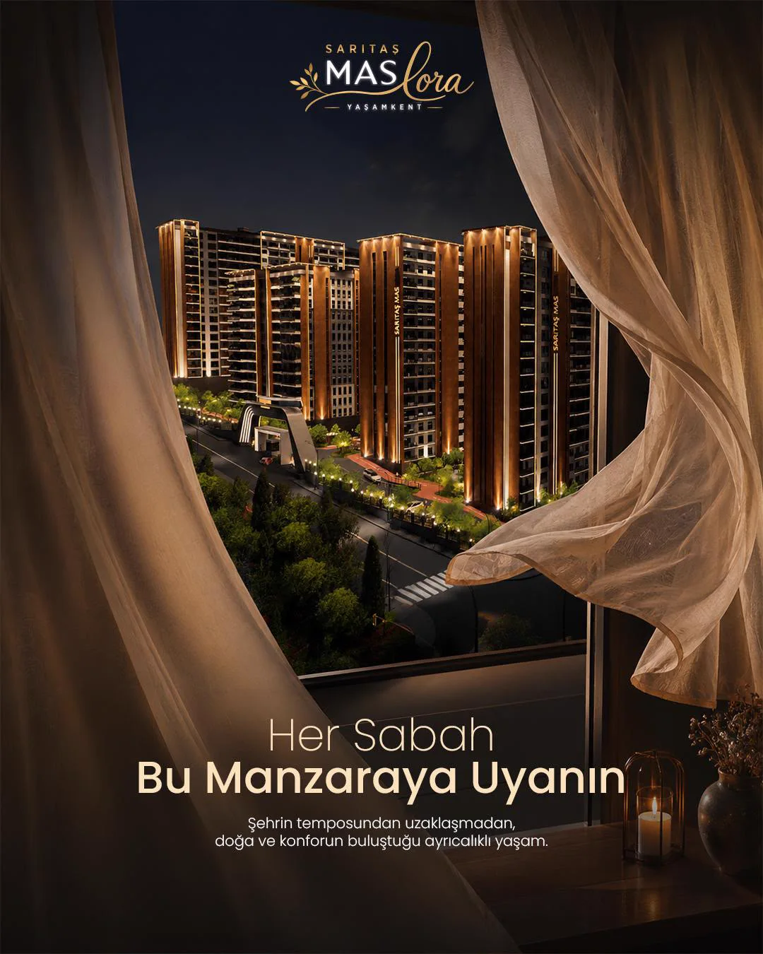 Mas Lora Yaşamkent bloklarının gece görünümü