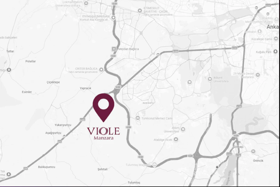 Viole Manzara Eskişehir Yolu ve Ankara batı koridoru konum haritası